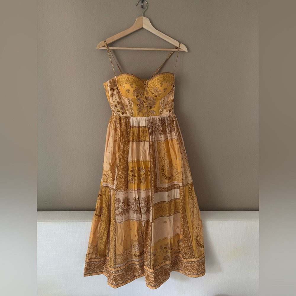 NWT Authentic Zimmermann Lucky Printed Cotton Corset Midi-Dress AU 2 - Picture 2 of 6